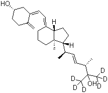 CAS # 1262843-46-8, 25-Hydroxy Vitamin D2-d<sub>6</sub>, 25-Hydroxyvitamin D2-(26,26,26,27,27,27-d<sub>6</sub>), 26,26,26,27,27,27-Hexadeutero-25-hydroxyvitamin D2, Ercalcidiol-d<sub>6</sub>