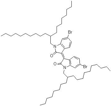 CAS # 1263379-85-6, 6,6'-Dibromodi(2-octyldodecyl)isoindigo, 6-Bromo-3-[6-bromo-1,2-dihydro-1-(2-octyldodecyl)-2-oxo-3H-indol-3-ylidene]-1,3-dihydro-1-(2-octyldodecyl)-2H-indol-2-one