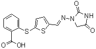 CAS 登录号：126384-99-4, 2-[[5-[[(2,4-二氧代-1-咪唑烷基)亚氨基]甲基]-2-噻吩基]硫基]苯甲酸
