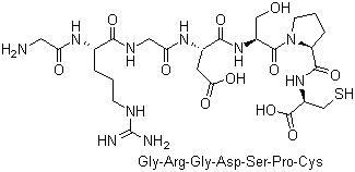 structure of CAS# 126646-79-5, 甘氨酰-精氨酰-甘氨酰-天冬氨酰-丝氨酰-脯氨酰-半胱氨酸