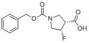 structure of CAS# 1269755-11-4, (3R,4S)-1-((苄氧基)羰基)-4-氟吡咯烷-3-羧酸