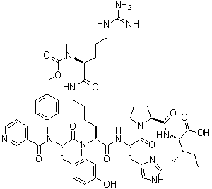 structure of CAS# 127060-75-7, N-(3-Pyridinylcarbonyl)-L-tyrosyl-N6-[N2-[(phenylmethoxy)carbonyl]-L-arginyl]-L-lysyl-L-histidyl-L-prolyl-L-isoleucine