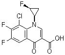 structure of CAS# 127199-27-3, 8-Chloro-6,7-difluoro-1-[(1R,2S)-2-fluorocyclopropyl]-1,4-dihydro-4-oxo-3-quinolinecarboxylic acid