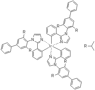 CAS 登录号：1272505-63-1, (OC-6-22)-三[2-[1-[3,5-二异丙基[1,1'-联苯]-4-基]-1H-咪唑-2-基]苯基]铱