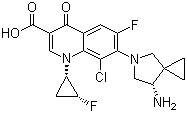 structure of CAS# 127254-11-9, 7-[(7S)-7-氨基-5-氮杂螺[2.4]庚烷-5-基]-8-氯-6-氟-1-[(1S,2R)-2-氟环丙基]-1,4-二氢-4-氧代-3-喹啉甲酸