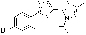 structure of CAS# 1282516-76-0, 5-[2-(4-Bromo-2-fluorophenyl)-1H-imidazol-5-yl]-3-methyl-1-(1-methylethyl)-1H-1,2,4-triazole