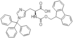CAS # 128545-09-5, N-FMOC-3-(triphenylmethyl)-L-histidine, N-[(9H-Fluoren-6-ylmethoxy)carbonyl]-3-(triphenylmethyl)-L-histidine