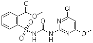 structure of CAS# 128569-20-0, 2-[[[[(4-氯-6-甲氧基-2-嘧啶基)氨基]羰基]氨基]磺酰基]苯甲酸甲酯
