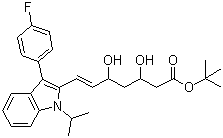 CAS 登录号：129332-29-2, 氟伐二醇, (E)-7-[3'-(4''-氟苯基)-1'-异丙基吲哚-2'-基]-3,5-二羟基-6-庚烯酸叔丁酯
