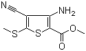 CAS 登录号：129332-45-2, 3-氨基-4-氰基-5-(甲硫基)-2-噻吩甲酸甲酯