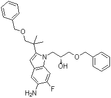 structure of CAS# 1294504-67-8, (alphaR)-5-氨基-2-[1,1-二甲基-2-(苯基甲氧基)乙基]-6-氟-alpha-[(苯基甲氧基)甲基]-1H-吲哚-1-乙醇