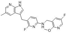 CAS # 1303420-67-8, PLX5622, 6-fluoro-N-[(5-fluoro-2-methoxypyridin-3-yl)methyl]-5-[(5-methyl-1H-pyrrolo[2,3-b]pyridin-3-yl)methyl]pyridin-2-amine