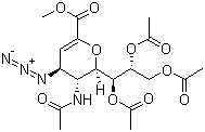 structure of CAS# 130525-58-5, 5-乙酰氨基-7,8,9-O-三乙酰基-2,6-脱水-4-叠氮-3,4,5-三脱氧-D-甘油-D-半乳-2-壬烯酸甲酯