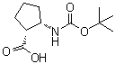 structure of CAS# 130981-12-3, (1R,2S)-2-[(tert-Butoxycarbonyl)amino]cyclopentanecarboxylic acid