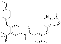 structure of CAS# 1315355-93-1, N-[4-[(4-Ethyl-1-piperazinyl)methyl]-3-(trifluoromethyl)phenyl]-4-methyl-3-(1H-pyrrolo[2,3-b]pyridin-4-yloxy)benzamide