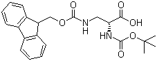 structure of CAS# 131570-56-4, N-叔丁氧羰基-N'-芴甲氧羰基-D-2,3-二氨基丙酸