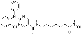 structure of CAS# 1316215-12-9, 2-[(2-氯苯基)苯基氨基]-N-[7-(羟基氨基)-7-氧代庚基]-5-嘧啶甲酰胺