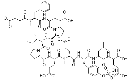 CAS 登录号：131791-98-5, N-[N-[N-[N-[N-[1-[N-[1-[N-[N-(3-羧基-1-氧代丙基)-L-苯丙氨酰]-L-alpha-谷氨酰]-L-脯氨酰]-L-异亮氨酰]-L-脯氨酰]-L-alpha-谷氨酰]-L-alpha-谷氨酰]-O-磺基-L-酪氨酰]-L-亮氨酰]-D-谷氨酸