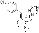 CAS 登录号：131983-72-7, 灭菌唑, (E)-5-(4-氯亚苄基)-2,2-二甲基-1-(1H-1,2,4-三唑-1-基甲基)环戊醇