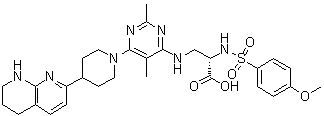 structure of CAS# 1320346-97-1, 3-[[2,5-二甲基-6-[4-(5,6,7,8-四氢-1,8-萘啶-2-基)-1-哌啶基]-4-嘧啶基]氨基]-N-[(4-甲氧基苯基)磺酰基]-L-丙氨酸