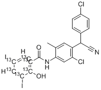 structure of CAS# 1325559-20-3, 氯生太尔-13C6
