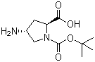 structure of CAS# 132622-69-6, (2S,4R)-4-Aminopyrrolidine-1,2-dicarboxylic acid 1-tert-butyl ester
