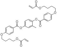 structure of CAS# 132900-75-5, 2-甲基-1,4-苯二基二(4-[4-[(1-氧代-2-丙烯基)氧基]丁氧基]苯甲酸酯)