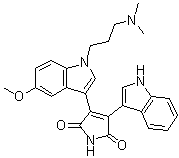 structure of CAS# 133053-19-7, 3-[1-[3-(Dimethylamino)propyl]-5-methoxy-1H-indol-3-yl]-4-(1H-indol-3-yl)-1H-pyrrole-2,5-dione