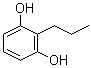 CAS # 13331-19-6, 2-Propylresorcinol, 1,3-Dihydroxy-2-propylbenzene, 2-Propylbenzene-1,3-diol, 2-Propylresorcin, NSC 95252