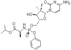 CAS 登录号：1334513-10-8, N-[[P(S),2'R]-2'-脱氧-2'-氟-2'-甲基-P-苯基-5'-胞苷酰]-L-丙氨酸异丙酯