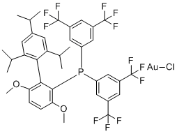 structure of CAS# 1334547-76-0, Chloro(2-{bis[3,5-bis(trifluoromethyl)phenyl]phosphino}-3,6-dimethoxy-2',4',6'-triisopropyl-1,1'-biphenyl)gold(I)
