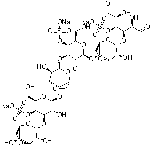 CAS # 133628-76-9, O-3,6-Anhydro-alpha-D-galactopyranosyl-(1→3)-O-4-O-sulfo-beta-D-galactopyranosyl-(1→4)-O-3,6-anhydro-alpha-D-galactopyranosyl-(1→3)-O-4-O-sulfo-beta-D-galactopyranosyl-(1→4)-O-3,6-anhydro-alpha-D-galactopyranosyl-(1→3)-D-galactose 4-(hydrogen sulfate) trisodium salt