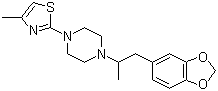 CAS 登录号：13409-53-5, 泊地尔芬, 1-[1-(1,3-苯并二氧杂环戊-5-基)丙-2-基]-4-(4-甲基-1,3-噻唑-2-基)哌嗪
