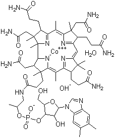 CAS # 13422-52-1, Aquocobalamin hydroxide, Cobinamide dihydroxide monohydrate dihydrogen phosphate (ester) mono(inner salt) 3'-ester with 5,6-dimethyl-1-alpha-D-ribofuranosylbenzimidazole