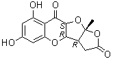 CAS # 1346137-02-7, Planchol E, (3aR,3bR,9aS,10aR)-3a,3b,9a,10a-Tetrahydro-6,8-dihydroxy-10a-methyl-9H-furo[3',2':4,5]furo[3,2-b][1]benzopyran-2,9(3H)-dione