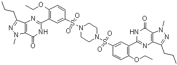 CAS # 1346602-67-2, 5,5'-[1,4-Piperazinediylbis[sulfonyl(6-ethoxy-3,1-phenylene)]]bis[1,6-dihydro-1-methyl-3-propyl-7H-pyrazolo[4,3-d]pyrimidin-7-one]