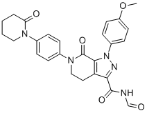 structure of CAS# 1351611-14-7, N-甲酰基-1-(4-甲氧基苯基)-7-氧代-6-(4-(2-氧代哌啶-1-基)苯基)-4,5,6,7-四氢-1H-吡唑并[3,4-c]吡啶-3-甲酰胺