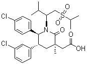 structure of CAS# 1352066-68-2, 2-((3R,5R,6S)-5-(3-氯苯基)-6-(4-氯苯基)-1-((S)-1-(异丙基磺酰基)-3-甲基丁烷-2-基)-3-甲基-2-氧代哌啶-3-基)乙酸