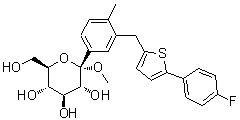 structure of CAS# 1358581-37-9, 甲基 1-C-[3-[[5-(4-氟苯基)-2-噻吩基]甲基]-4-甲基苯基]-alpha-D-吡喃葡萄糖苷