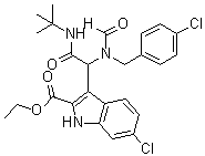 structure of CAS# 1364488-67-4, 3-[2-(叔-丁基氨基)-1-[N-(4-氯苄基)甲酰氨基]-2-氧代乙基]-6-氯-1H-吲哚-2-羧酸乙酯
