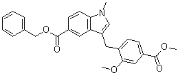 CAS # 136564-72-2, 3-[[2-Methoxy-4-(methoxycarbonyl)phenyl]methyl]-1-methyl-1H-indole-5-carboxylic acid phenylmethyl ester