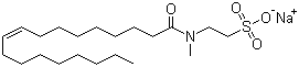CAS # 137-20-2, N-Oleoyl-N-methyltaurine sodium salt, N-Methyl-N-oleoyltaurine sodium salt, Adinol T, Arkopon SN, Concogel 2 Conc, Fenopon T 33, Geropon T 33, Geropon T 77, Hostapon T, Hostapon T Pow. H/C, Hostapon TPHC, Igepon T, Igepon T 27, Igepon T 33, Igepon T 43, Igepon T 51, Igepon T 73