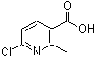 structure of CAS# 137129-98-7, 6-Chloro-2-methyl-3-pyridinecarboxylic acid