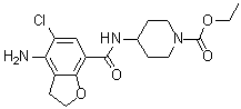 CAS # 137211-63-3, 4-[[(4-Amino-5-chloro-2,3-dihydro-7-benzofuranyl)carbonyl]amino]-1-piperidinecarboxylic acid ethyl ester