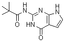 structure of CAS# 137281-08-4, 2,2-Dimethyl-N-(4-oxo-4,7-dihydro-3H-pyrrolo[2,3-d]pyrimidin-2-yl)propionamide
