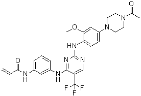 structure of CAS# 1374640-70-6, N-[3-[[2-[[4-(4-Acetyl-1-piperazinyl)-2-methoxyphenyl]amino]-5-(trifluoromethyl)-4-pyrimidinyl]amino]phenyl]-2-propenamide
