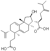 CAS # 137551-38-3, Poricoic acid A, (2R,3R,3aR,6S,7S,9bR)-3-[(1R)-1-Carboxy-5-methyl-4-methylenehexyl]-2,3,3a,4,6,7,8,9b-octahydro-2-hydroxy-3a,6,9b-trimethyl-7-(1-methylethenyl)-1H-benz[e]indene-6-propanoic acid, Poricoic acid F