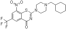 CAS # 1377239-83-2, 2-(4-(Cyclohexylmethyl)piperazin-1-yl)-8-nitro-6-trifluoromethyl-4H-1,3-benzothiazin-4-one