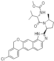 CAS # 1378392-96-1, Methyl [(2S)-1-[(2S,5S)-2-[9-chloro-1,11-dihydroisochromeno[4',3':6,7]naphtho[1,2-d]imidazol-2-yl]-5-methylpyrrolidin-1-yl]-3-methyl-1-oxobutan-2-yl]carbamate