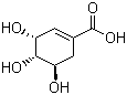 CAS # 138-59-0, Shikimic acid, (3R,4S,5R)-(-)-3,4,5-Trihydroxy-1-cyclohexenecarboxylic acid, 3,4,5-Trihydroxy-1-cyclohexene-1-carboxylic acid